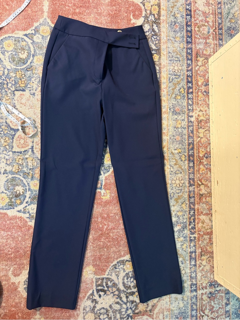 Quince Navy Straight-Leg Ponte Pants